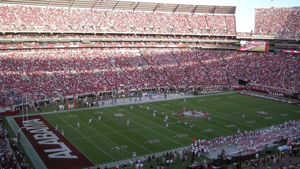 Alabama wide receiver Ryan Williams celebrating his late game-winning touchdown against Georgia at Bryant-Denny Stadium in Tuscaloosa