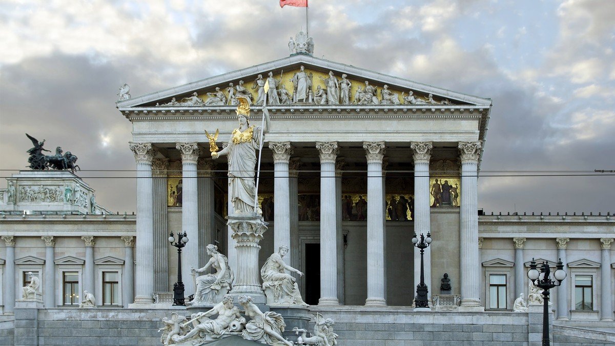 The Austrian Parliament Building (Parlament) on the Ringstraße in Vienna
