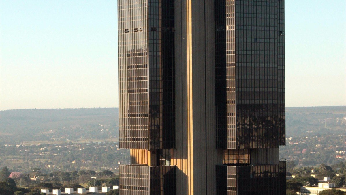 Modern high-rise glass headquarters building of Banco Central do Brasil in Brasilia