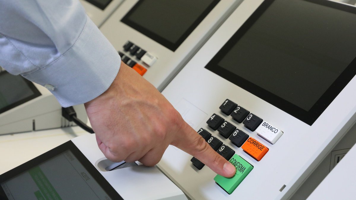 Voters cast electronic ballots in São Paulo during Brazil municipal elections