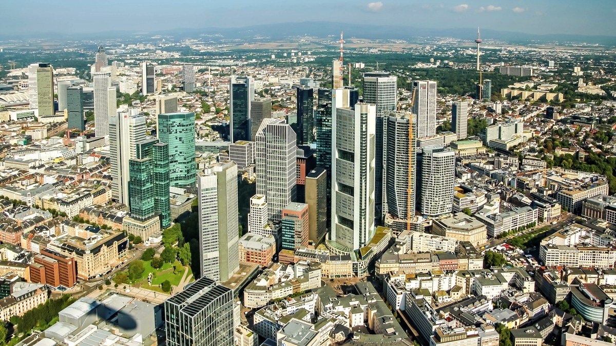 Skyline of the Frankfurt financial district representing the German macroeconomic landscape