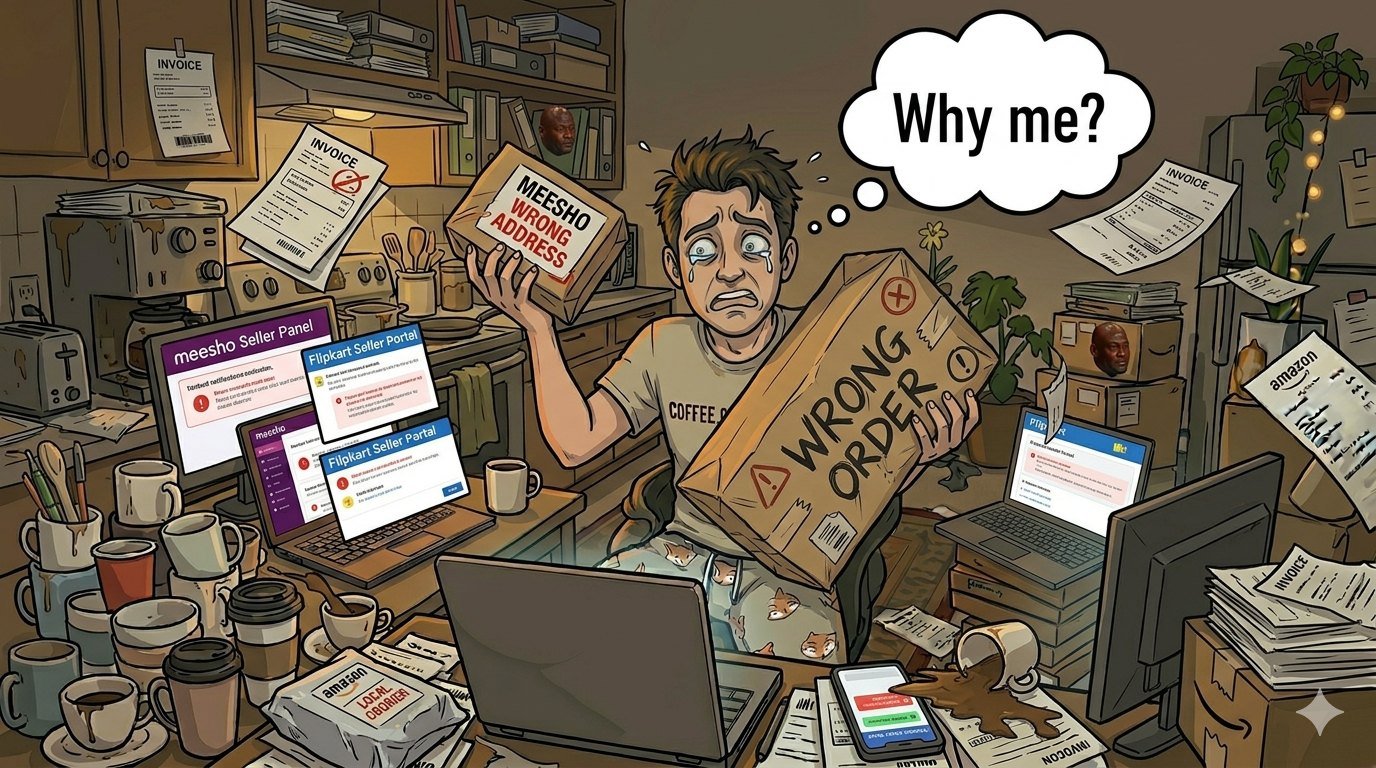 Ilustración destacada para Cómo cortar en el envío de errores en Meesho y Flipkart (antes de que sus clientes vayan locos)
