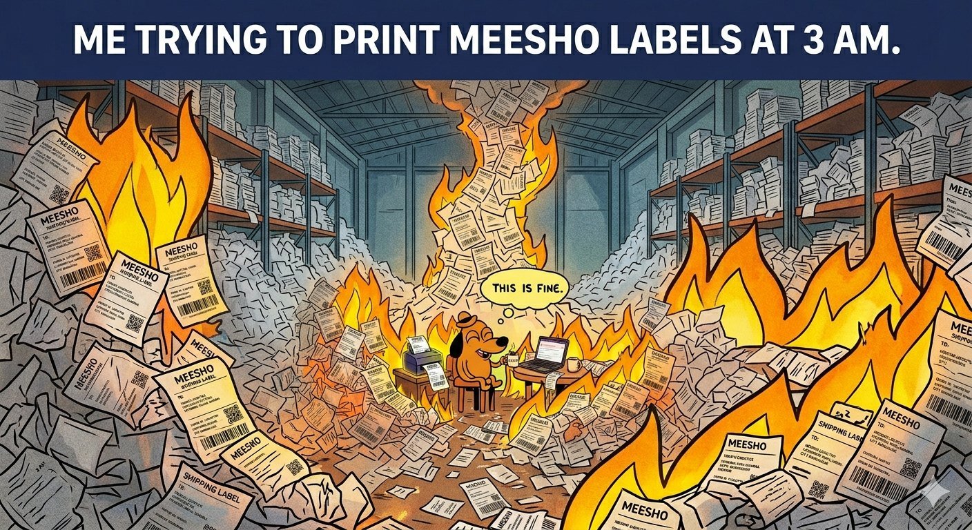 Ilustración destacada para cómo imprimir etiquetas de envío de Meesho sin llegar a ser un Señor de meme Screaming
