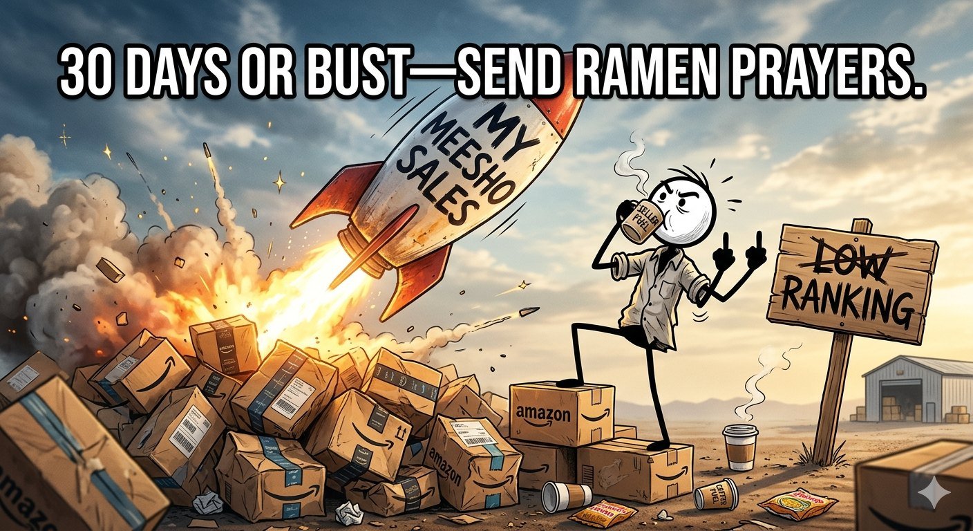 Ilustración destacada para Cómo aumentar sus ventas de Meesho Rank en 30 días (sin ir loco o perder su riñón)