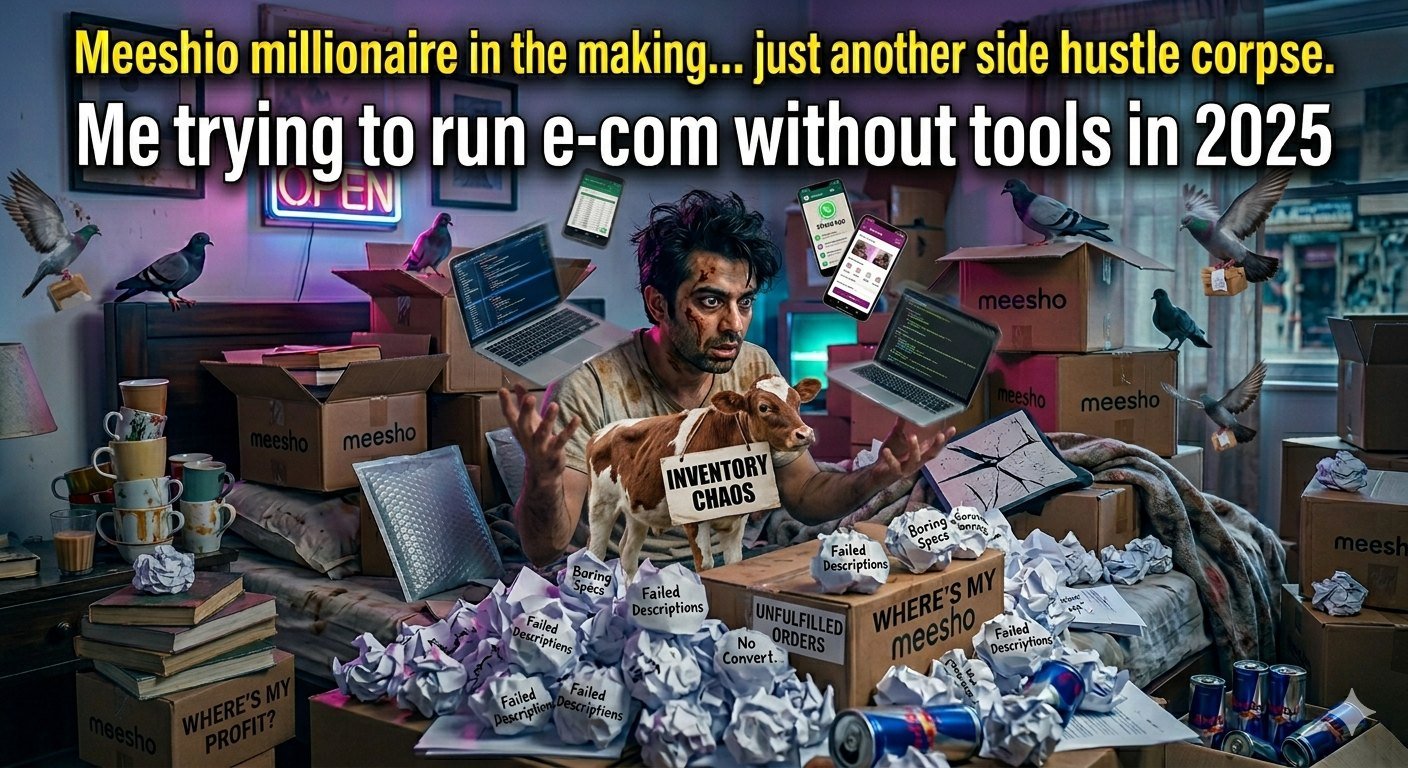 Ilustración destacada para Oh Honey, Indian E-Com Vendedores en 2025: ¿Todavía están vendiendo Saris Fake Sin Estas Herramientas? Oh no.