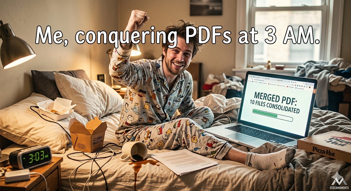 Illustration für Oh nein, nicht wieder PDFs! Sie Smart Lazy Person, Merge sie online ohne Software