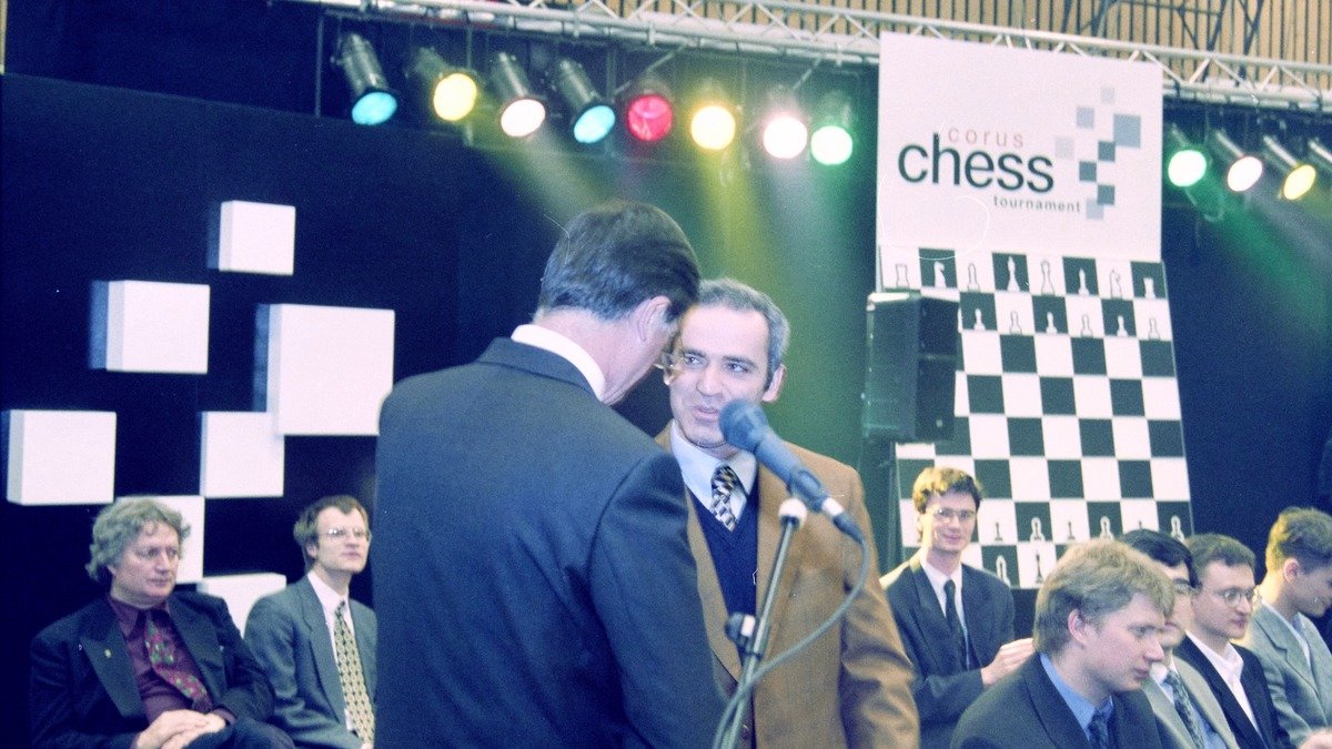 Tournament chess board with wooden pieces arranged for competitive play