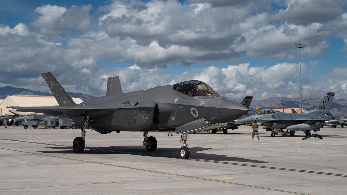 Israeli F-35I Adir fighter jet on a military tarmac