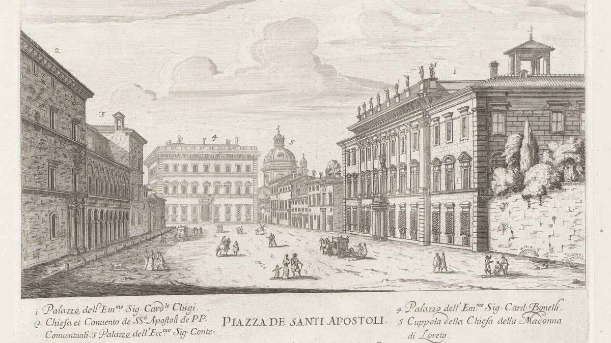 Exterior view of Palazzo Chigi government building in Rome Italy