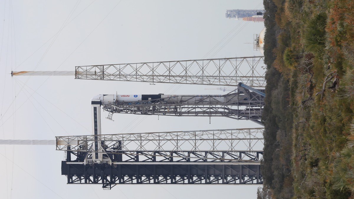 SpaceX Falcon 9 rocket and Dragon spacecraft at Cape Canaveral Space Force Station
