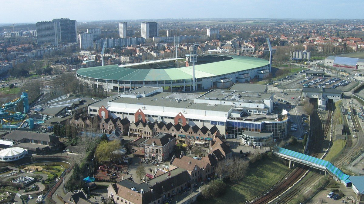 King Baudouin Stadium in Brussels filled with pilgrims attending papal Mass
