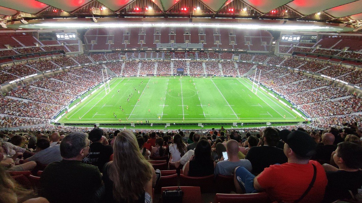 Atmosphere inside the Metropolitano Stadium during the heated Madrid football derby