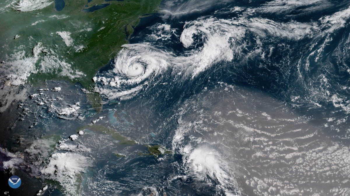 Satellite visualization of Tropical Storm Helene churning in the northwestern Caribbean toward the Gulf of Mexico