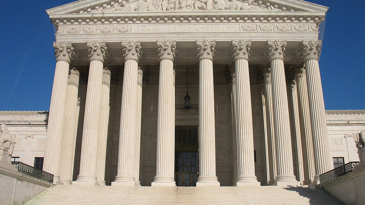 The neoclassical facade of the Supreme Court of the United States in Washington DC