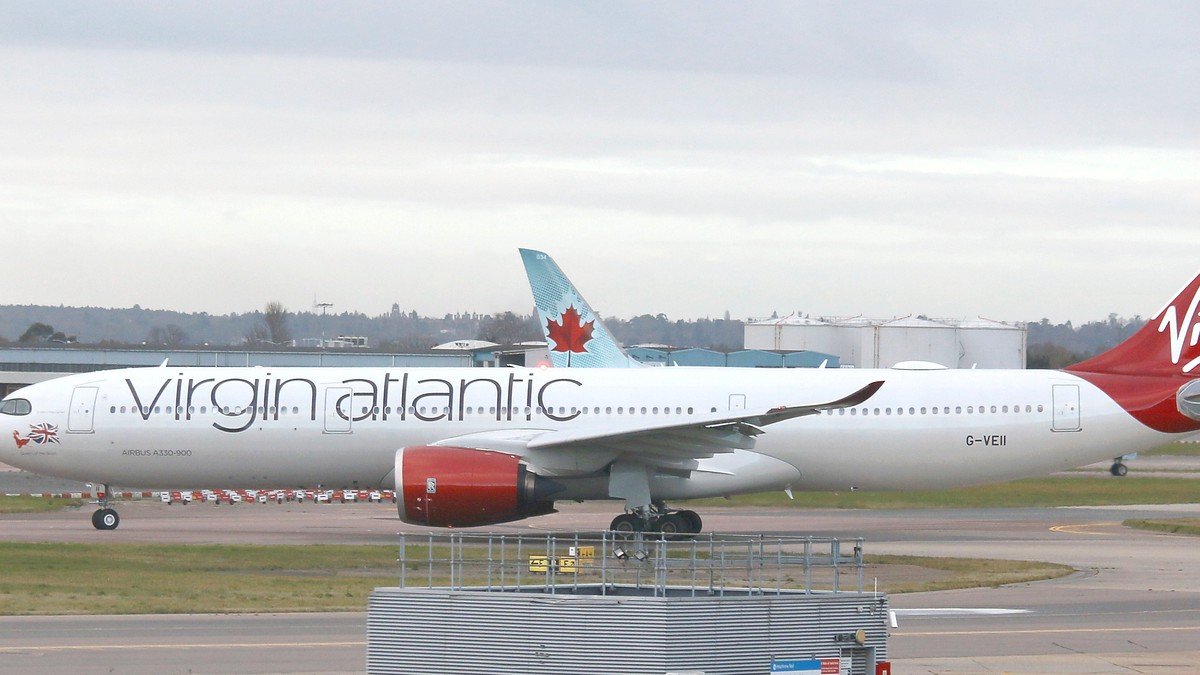 Virgin Atlantic Airbus A330-900neo widebody aircraft taxiing at London Heathrow Airport ahead of transatlantic departure